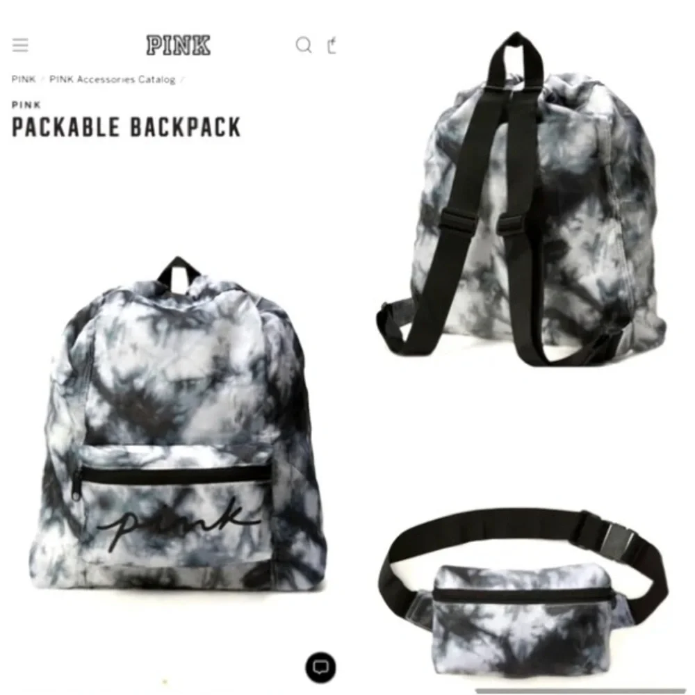 Victoria's Secret PINK Packable Backpack Fanny Pack Tie Dye *Never Used!* - Picture 4 of 4